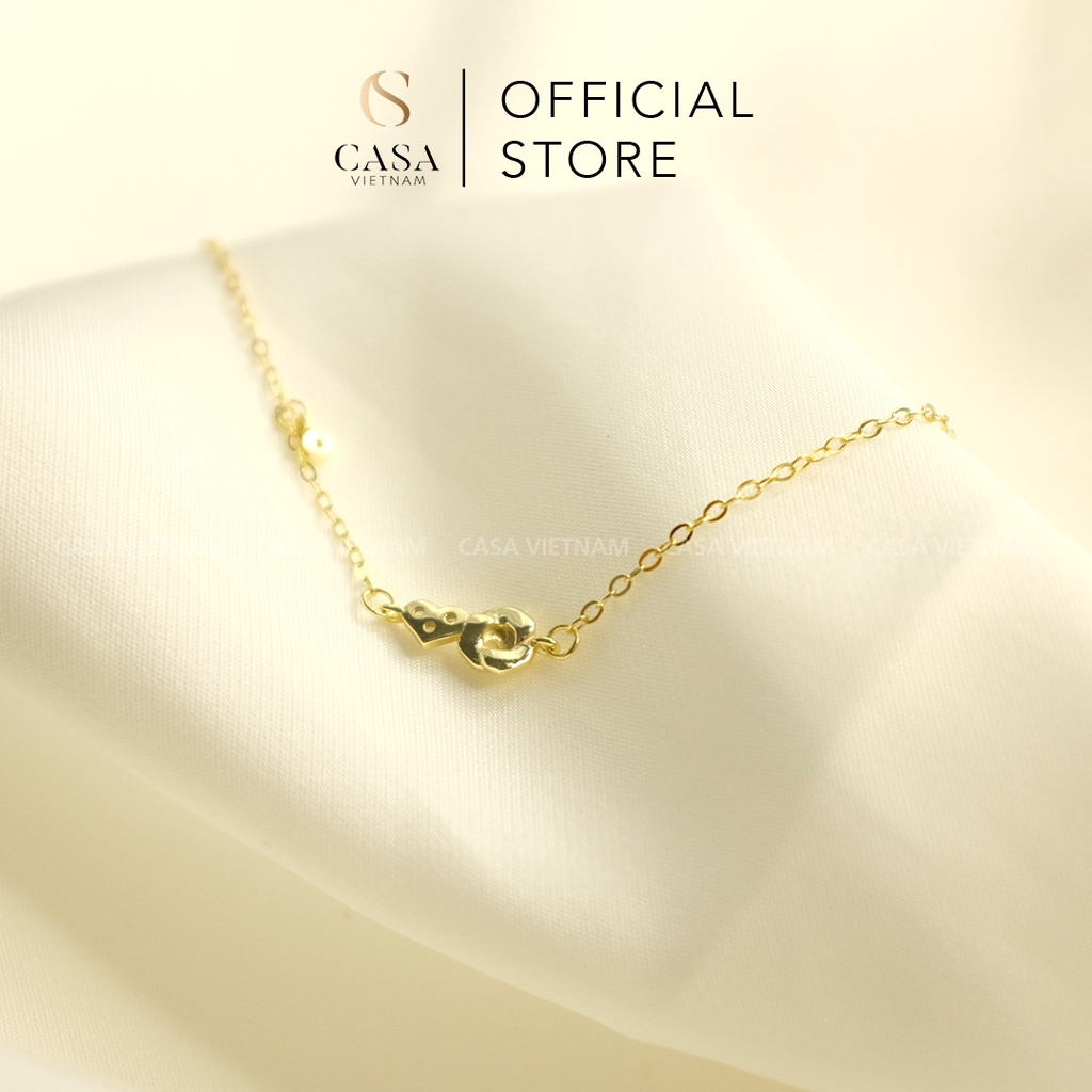 CASA Lắc tay Bạc 925 mạ vàng 14k hình hoa hồng cho nữ CASAB016 [CAM KẾT CHẤT LƯỢNG]