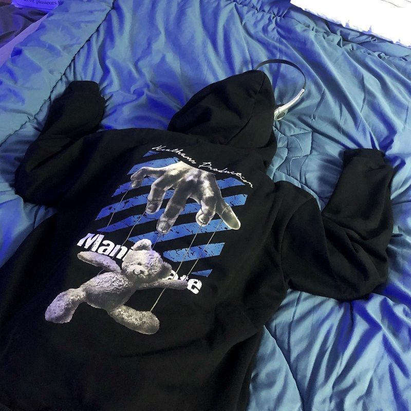 Áo Hoodie Tay Dài In Hình Gấu Phong Cách Hiphop Cá Tính