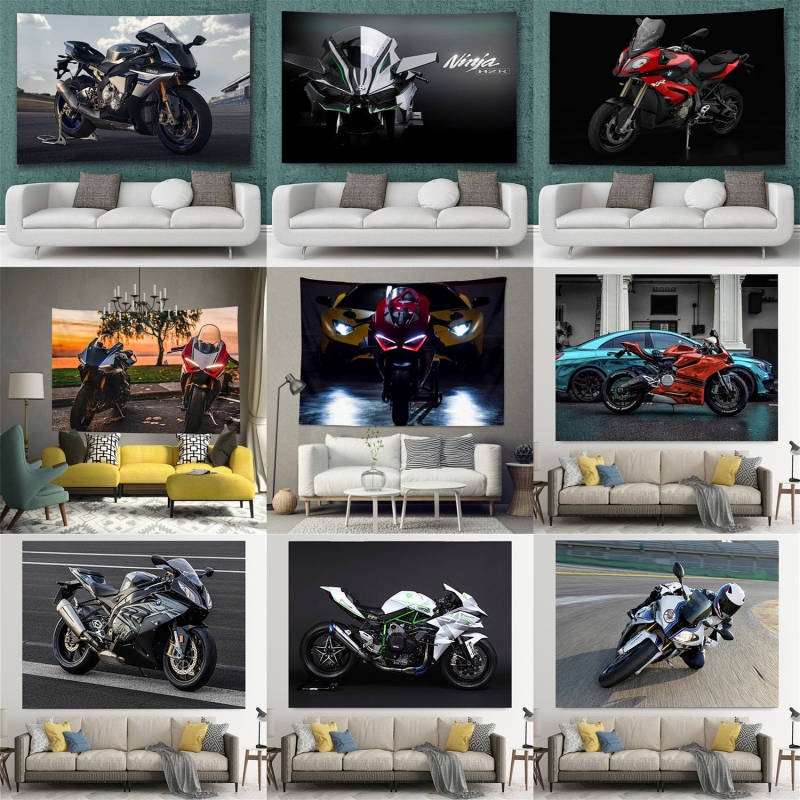 Tấm Vải Treo Trang Trí Tường Hình Xe Mô Tô Kawasaki Bmw Du Kadi Độc Đáo