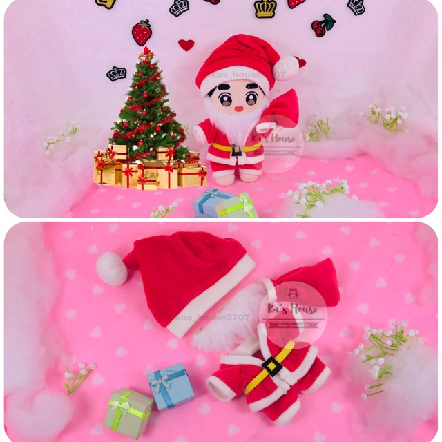 {15cm-20cm} CÓ SẴN - Set ông già Noel, outfit doll, outfit cho doll