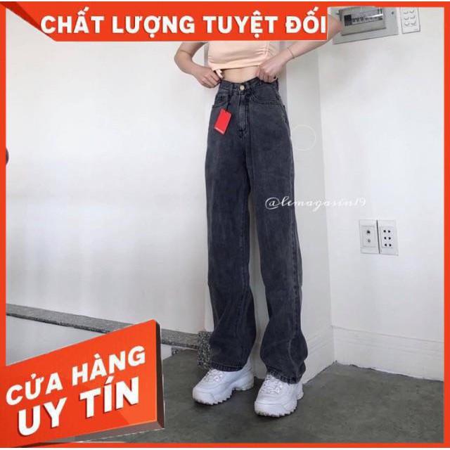 QUẦN JEANS ỐNG RỘNG CẠP SIÊU CAO DÁNG DÀI CHẤM GÓT- ảnh thật shop chụp