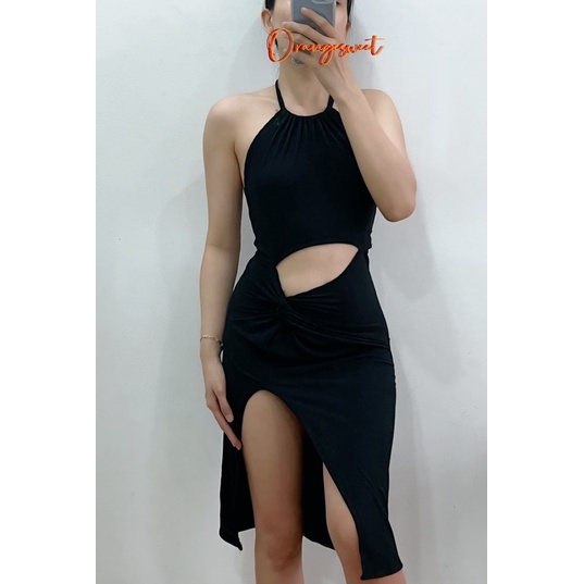 Đầm Body Khoét Bụng Xẻ Tà Cá Tính  KBXT