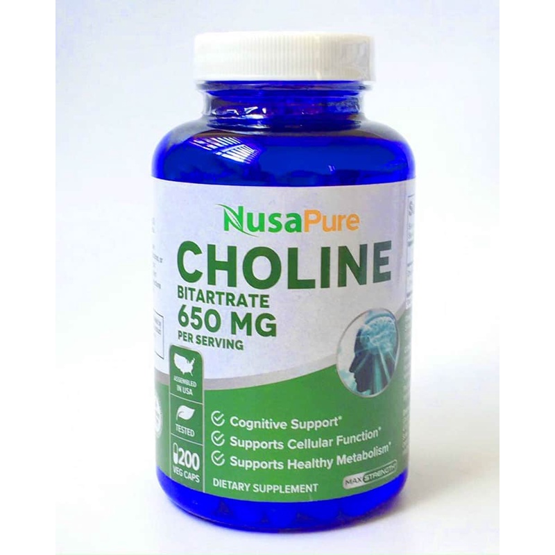 Viên uống bổ sung Choline NusaPure Choline Bitartrate 650mg 200 Capsules