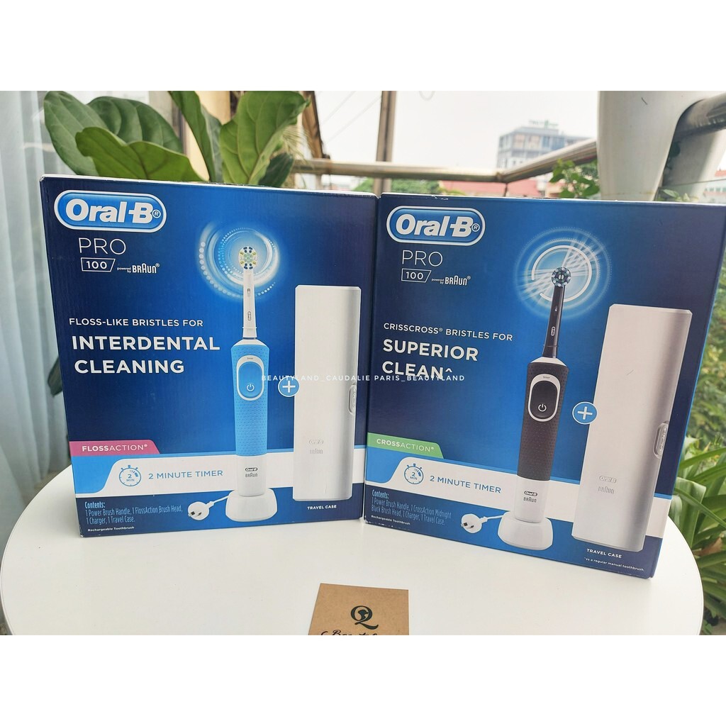 Bàn chải điện Oral B Pro 100 loại bỏ 100% mảng bám - Hàng chính hãng Đức