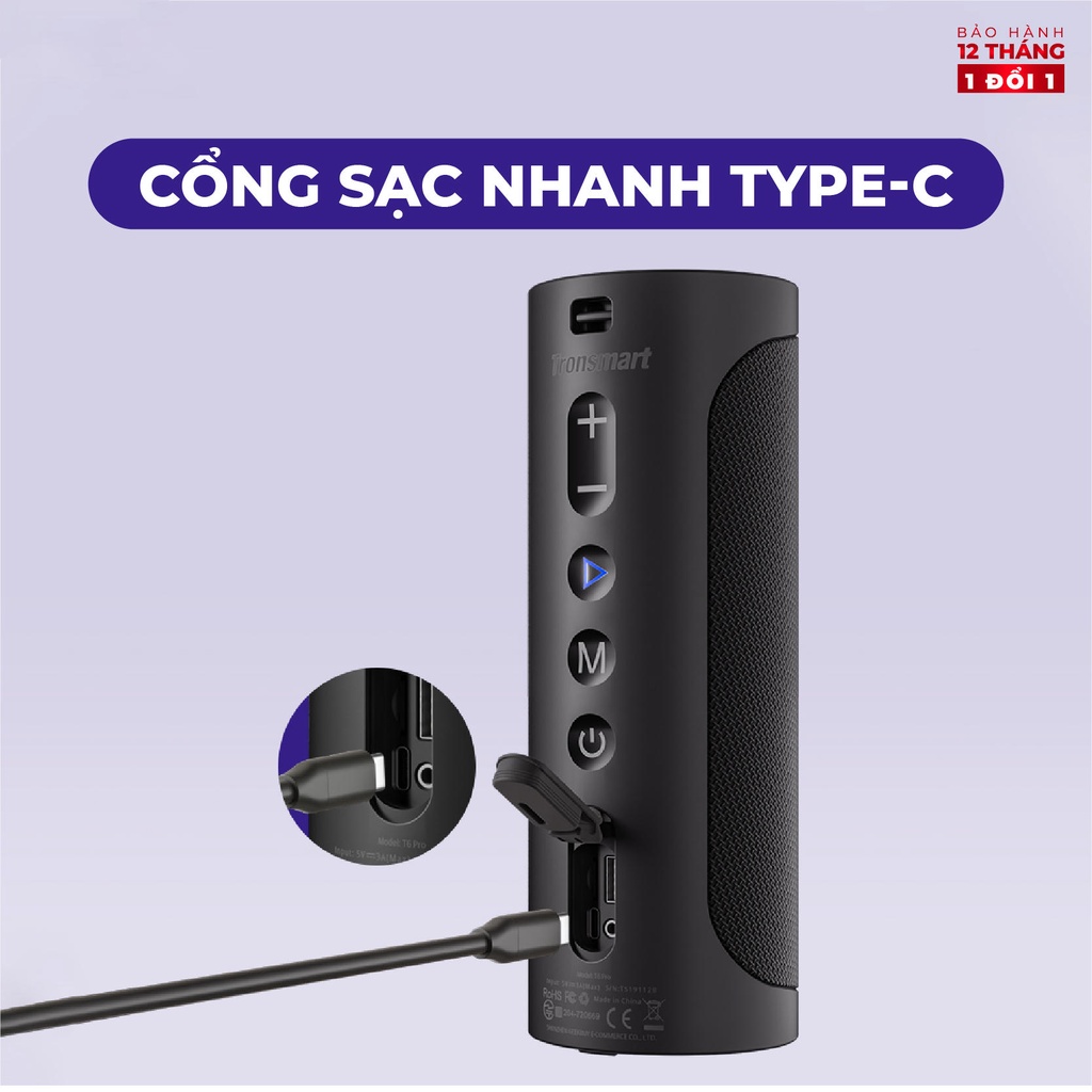 Loa Bluetooth Tronsmart T6 Pro 45W Chống nước IPX6 Ghép nối 2 loa TM-448105