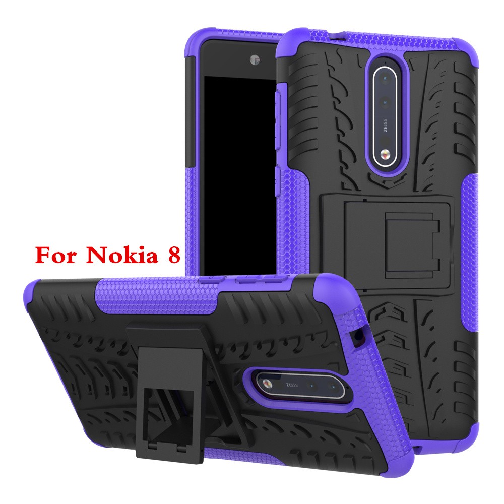 Ốp điện thoại chống sốc 2 lớp nhựa có giá đỡ kiểu dáng cá tính độc đáo cho Nokia 1 2 3 5 6 8