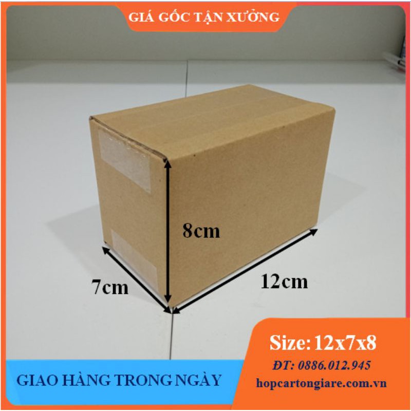 12x7x8 Combo 50 hộp carton 3 lớp giá tại xưởng, mua buôn liên hệ