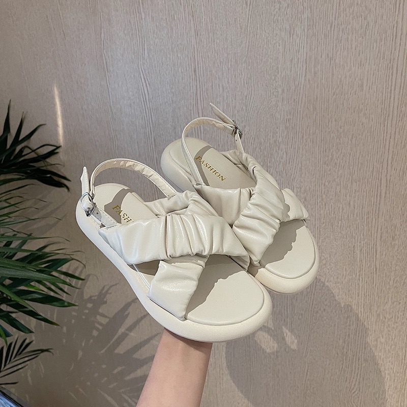 sandal quai VẮT CHÉO NHÚN 3 màu quảng châu 2021