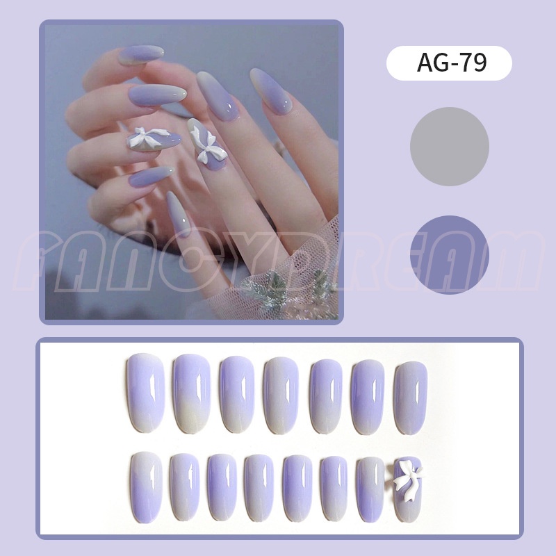 Bộ 24 móng tay giả dáng dài đính bươm bướm tỏa sáng thời trang dành cho phái đẹp