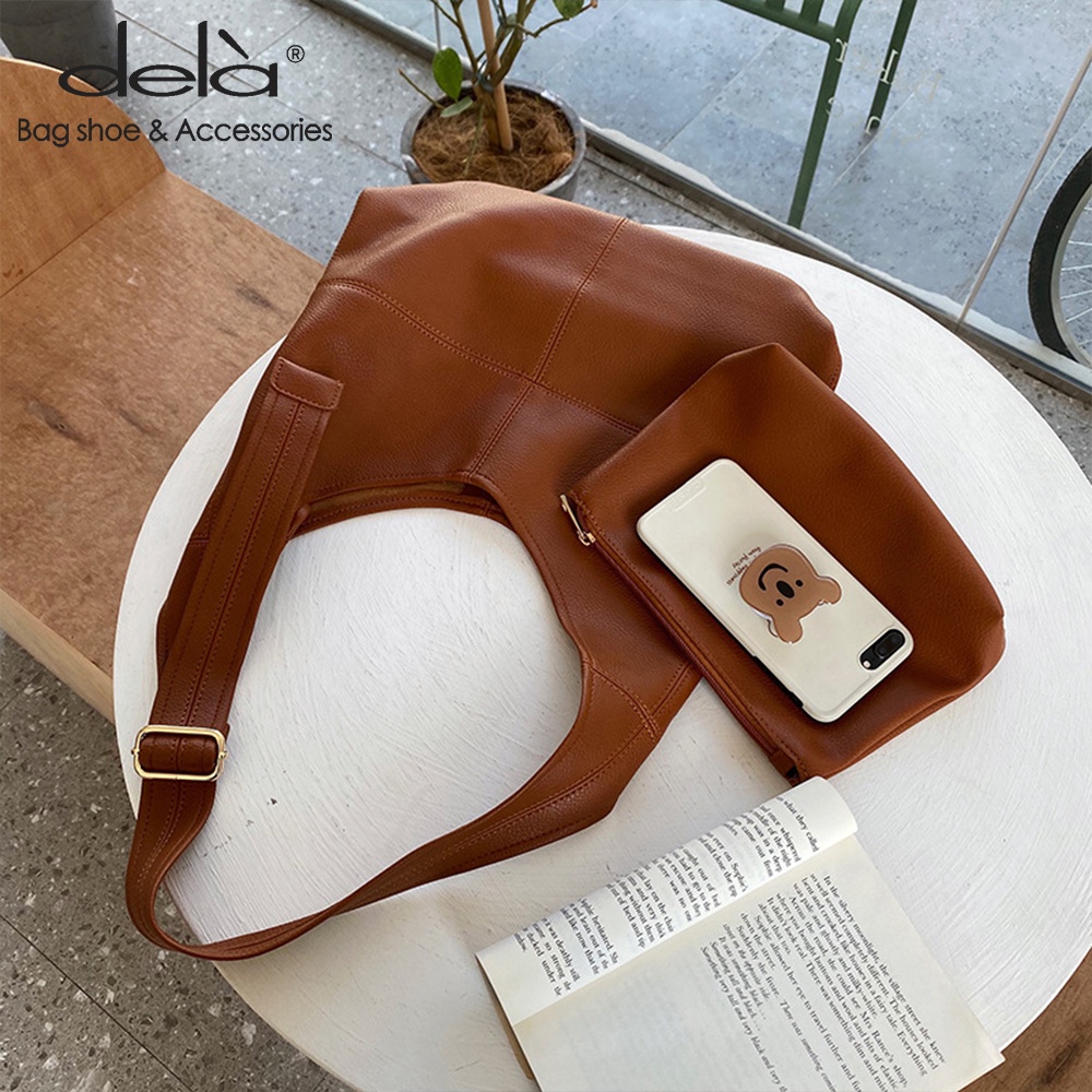 Dela Túi Đeo Vai Cỡ Lớn Mềm Mại Phong Cách Hong Kong Thời Trang Cho Nữ