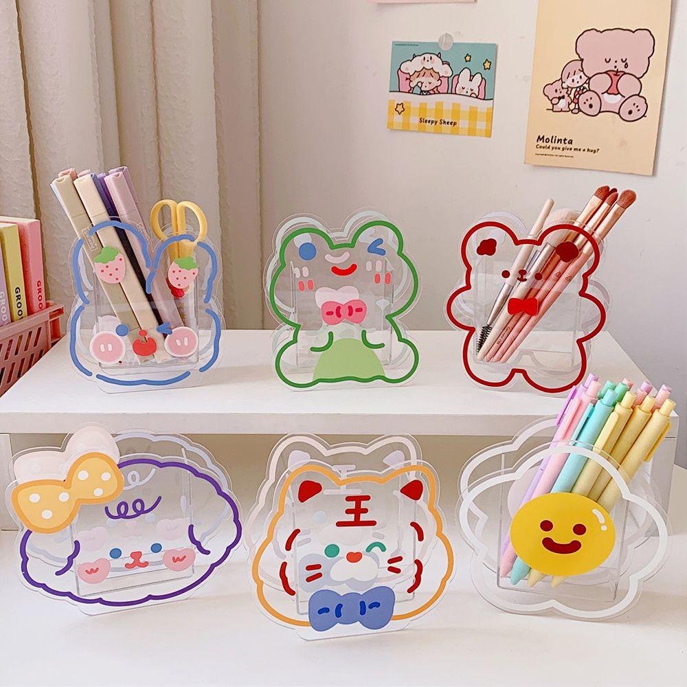 LAYOR1 Lọ Đựng Bút Bằng Acrylic Hình Khủng Long Hoạt Hình Sáng Tạo Đa Năng