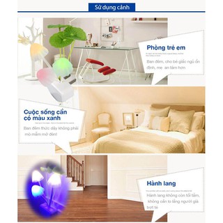 Đèn LED ngủ cảm ứng hình cây nấm đổi màu liên tục,đèn tự động sáng khi trong phòng không có ánh sáng JSF-828