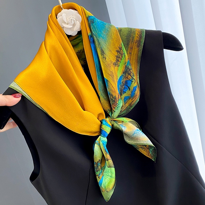 Khăn Lụa Khăn Turban Khăn Banada Khăn Quàng Cổ Thắt Túi Thắt Nơ Tóc Bằng Lụa Vuông Size 70*70u