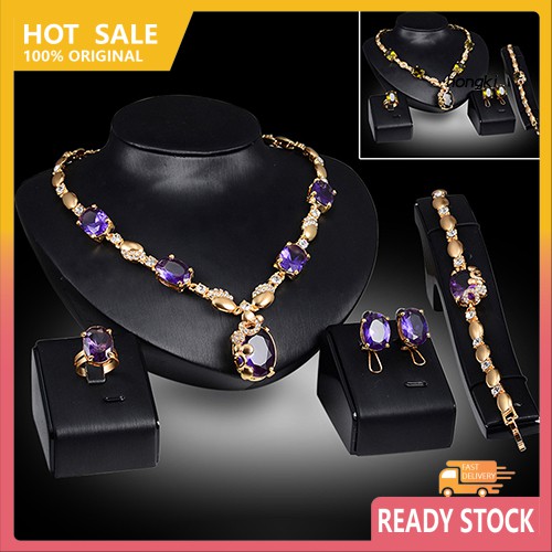 (Hàng Mới Về) Bộ Trang Sức Đính Đá Zircon Hình Giọt Nước Cổ Điển Thời Trang