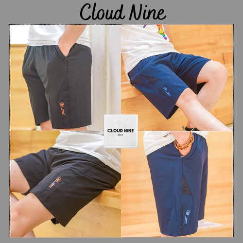 Quần đùi nam, quần short nam Cloudnine Store chất dù gió form rộng phối họa tiết nam tính phong cách thể thao