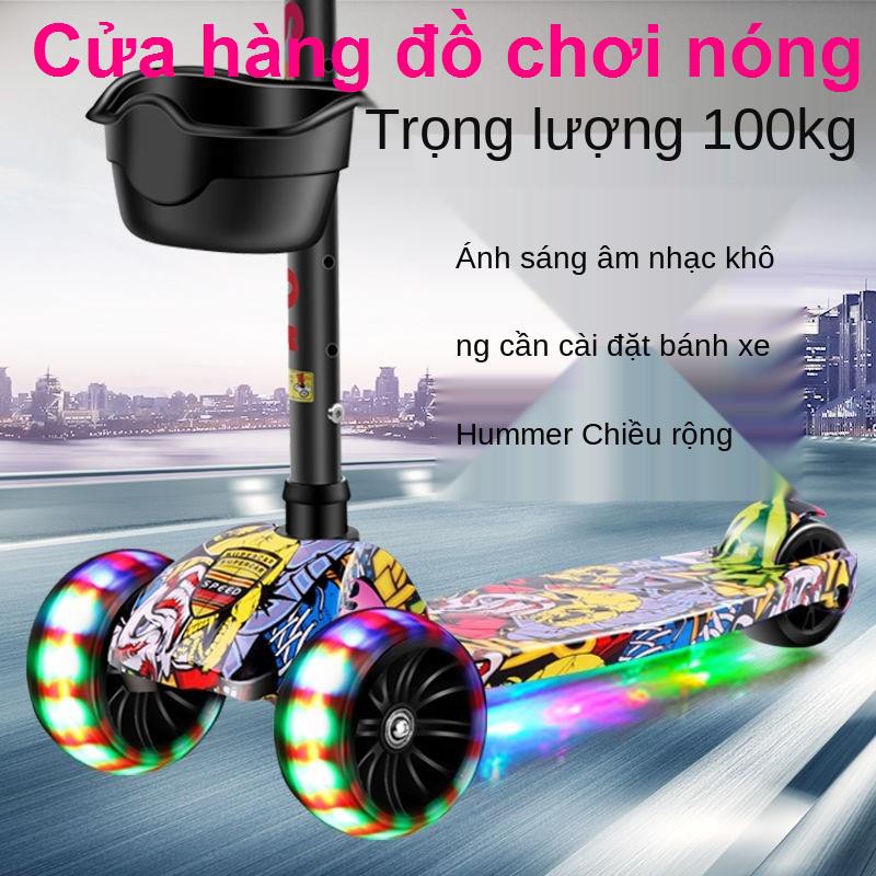 Xe trượt Scooter Trẻ em Ba bánh và Bốn 2-3-5-6-12 Tuổi đồ chơi nhấp nháy cho bé trai gái tay ga