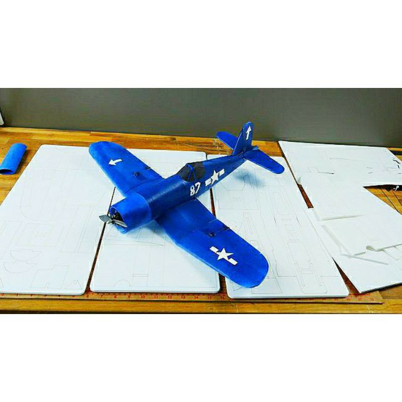 Bộ vỏ kit máy bay F4U Corsair sải 62 cm- 1 mét(Tặng đế gỗ,que gỗ'đế lỗ)