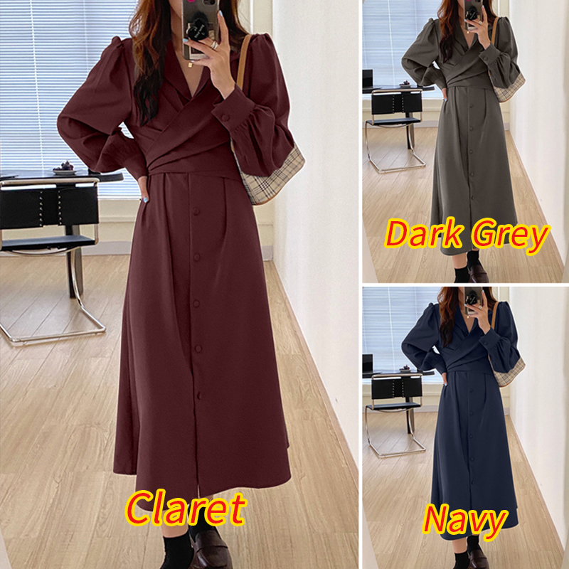Váy Maxi ZANZEA Tay Phồng Cổ Tim Màu Trơn Kiểu Dáng Thanh Lịch Dành Cho Nữ | BigBuy360 - bigbuy360.vn