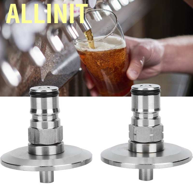 Allinit 2Pcs 304 Stainless Steel Homebrew Keg 1.5in Tri‑Clamp to Ball Lock Post Adapter Brewing Fitting