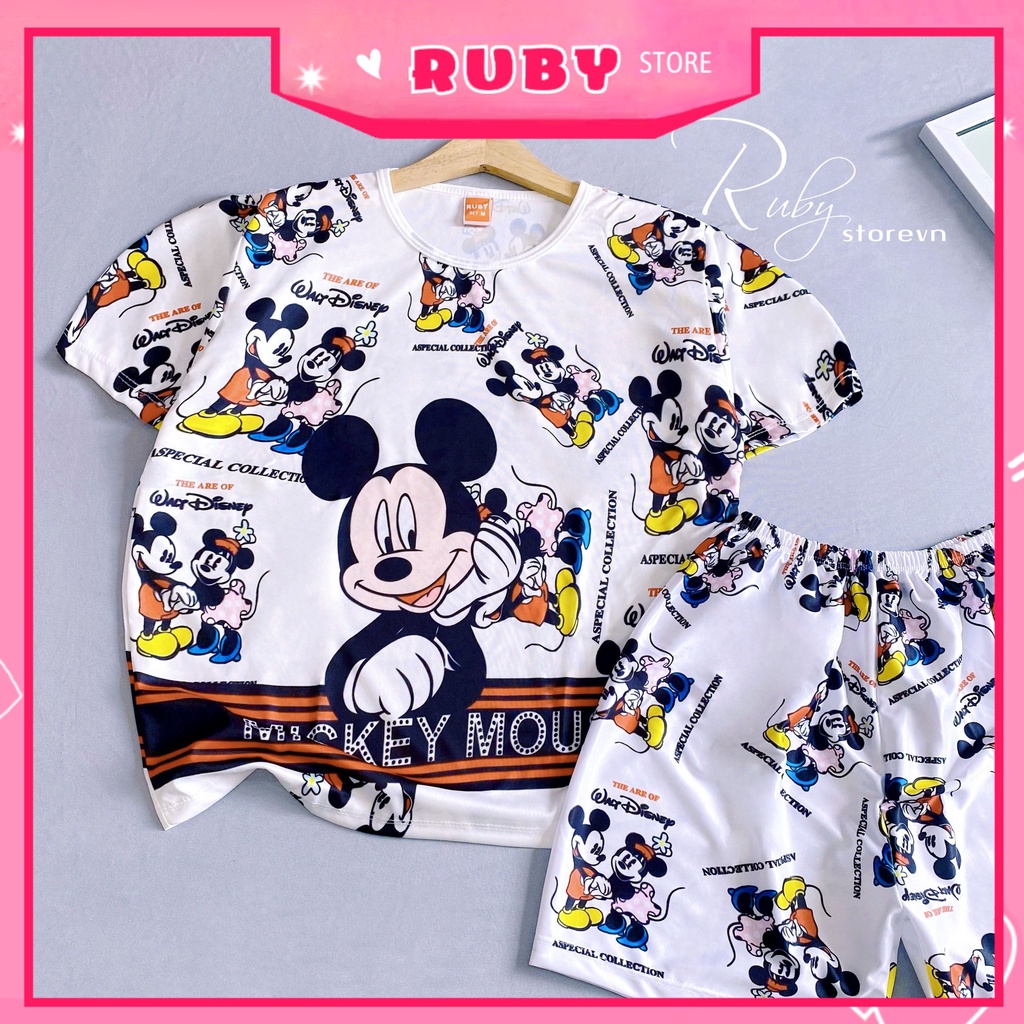 Đồ bộ bé trai bé gái size đến 70kg vải mềm mát in hình Chuột Mickey Hoạt hình dễ thương DBRBL FULL SIZE