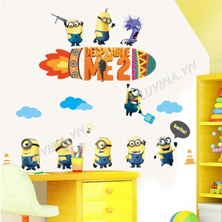 Decal dán tường trang trí phòng khách, phòng ngủ, phòng ăn,phòng học cho bé - Minion