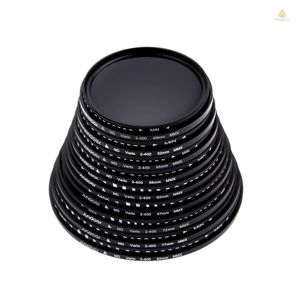 Kính Lọc Điều Chỉnh Được ND2 Sang ND400 Andoer 52mm Cho Máy Ảnh DSLR