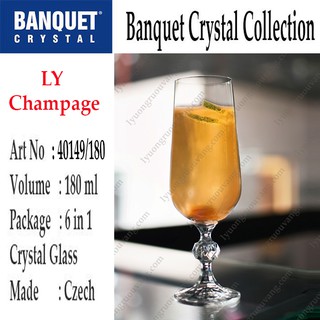 Bộ 6 ly pha lê cường lực uống champage 180 ml Tiệp Khắc