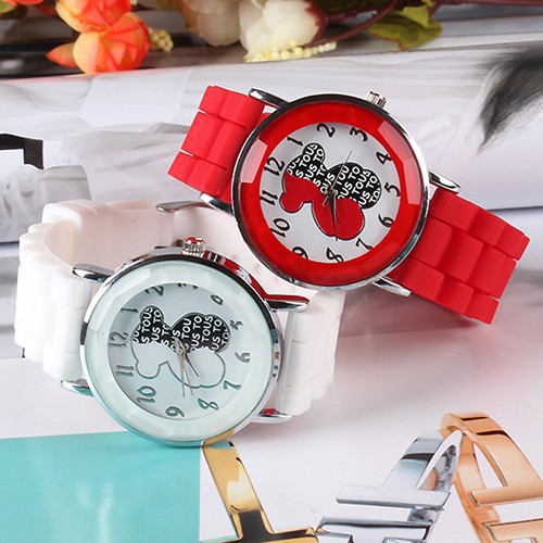 Đồng hồ dây đeo Silicon họa tiết chú gấu dễ thương cho nữ