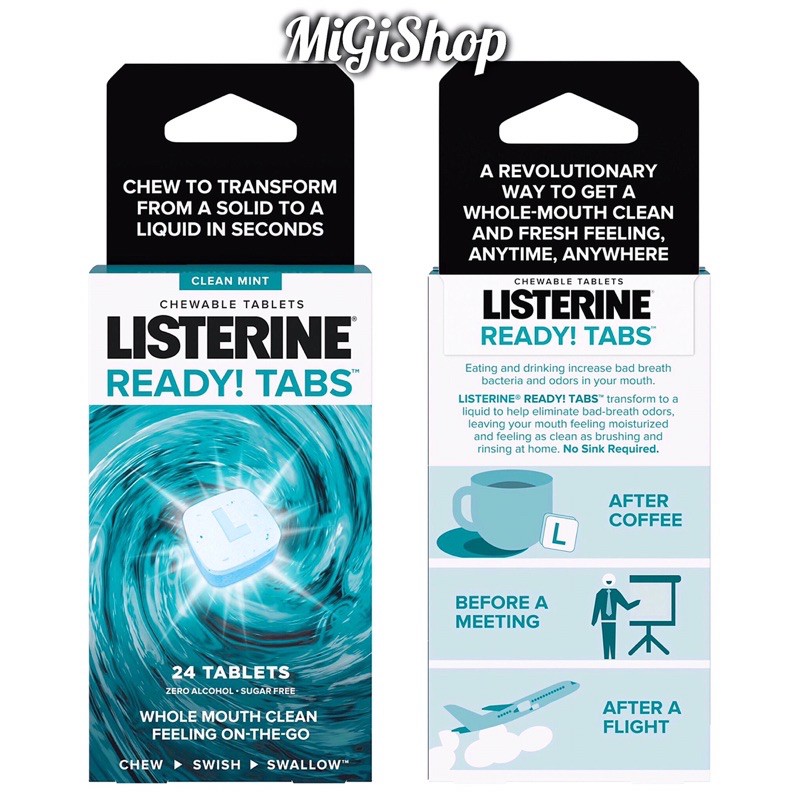 [Hàng Mỹ] Viên Ngậm Làm Sạch Và Thơm Miệng Listerine Ready Tabs (1 vỉ 8 viên)