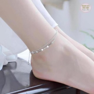 Lắc chân mẫu mới lc14, 3 sao bi, xinh lung linh, s925 sale giá rẻ