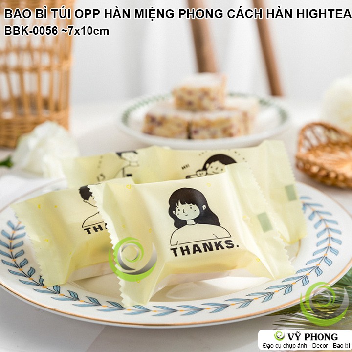 BAO BÌ TÚI NHỰA 7x10 cm OPP HÀN MIỆNG ĐỰNG BÁNH KẸO PHONG CÁCH HÀN QUỐC HIGH TEA MÀU VÀNG TRỨNG BBK-0056