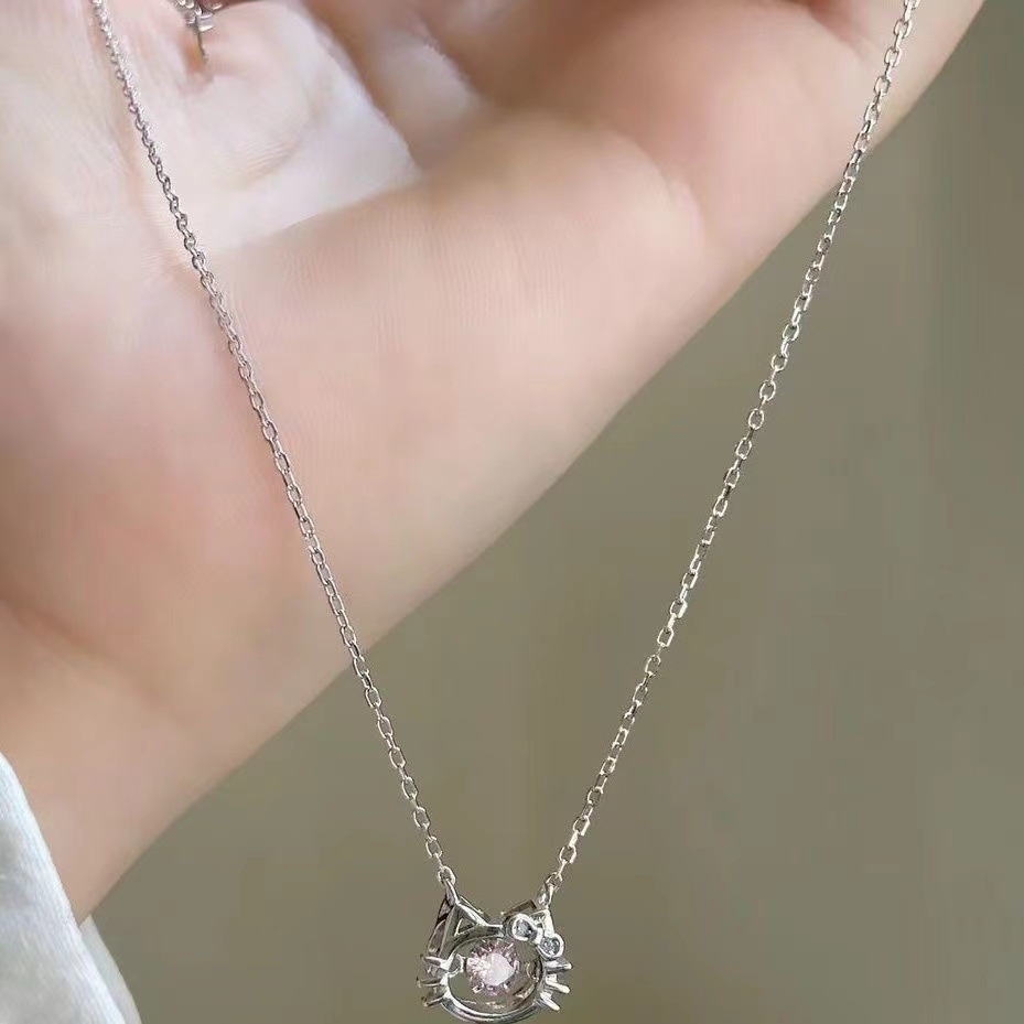 Vòng cổ Mạ Bạc Mặt Mèo Hello Kitty Đính Đá Dễ Thương