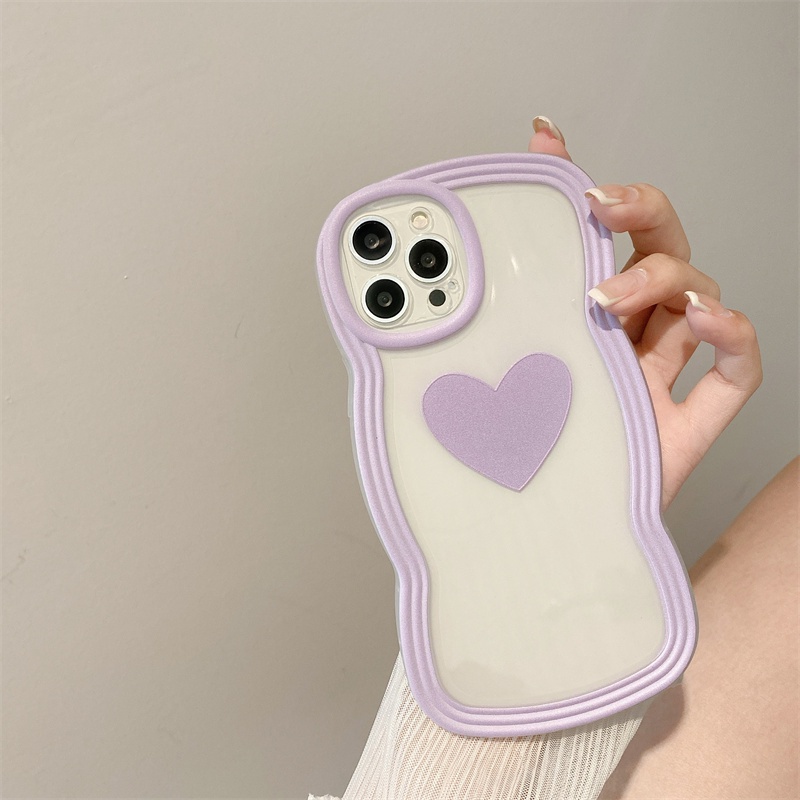 Ốp Điện Thoại Silicon Mềm Họa Tiết Gợn Sóng Và Trái Tim Ba Màu Chống Thấm Nước Cho iPhone 13 13 Pro Max 12 12Pro 12ProMax 1111ProMax X