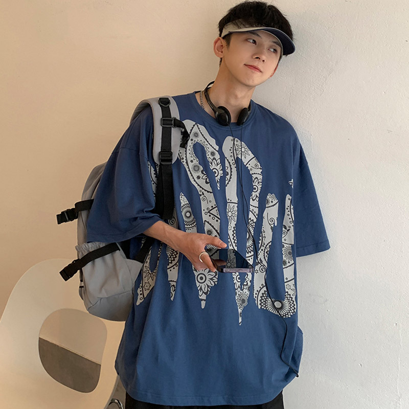 ♞AFF LIGA♞ áo nam Tay Ngắn Oversize Phong Cách Hip Hop Năng Động