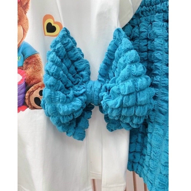 Set áo thun xẻ nơ quần bí xốp 2 lớp siêu xinh HÌNH THẬT