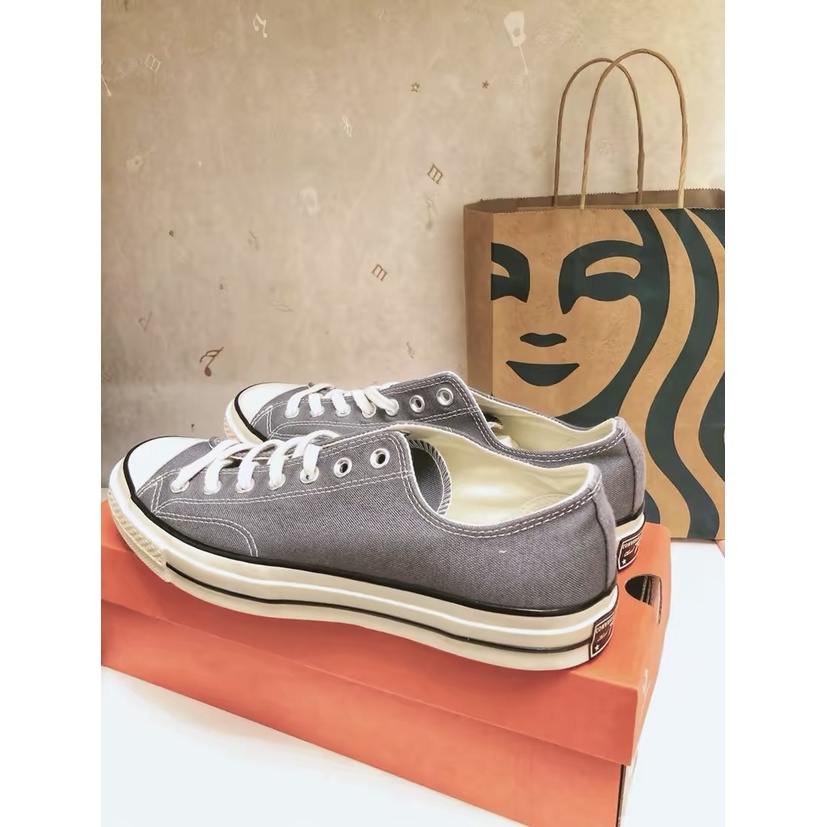 Rubbershoes Giày Trượt Ván Vải Bố Đế Cao Su Màu Xanh Lá / Xám Xanh Lá Cây Conv 1970S low Chuck Taylor All Star Navy Lime Cho Nam Và Nữ