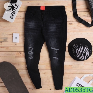 Quần Jean Nam Chất Bò AD0535TG Đen Rách Xước Cá Tính Mẫu Mới (HOT)