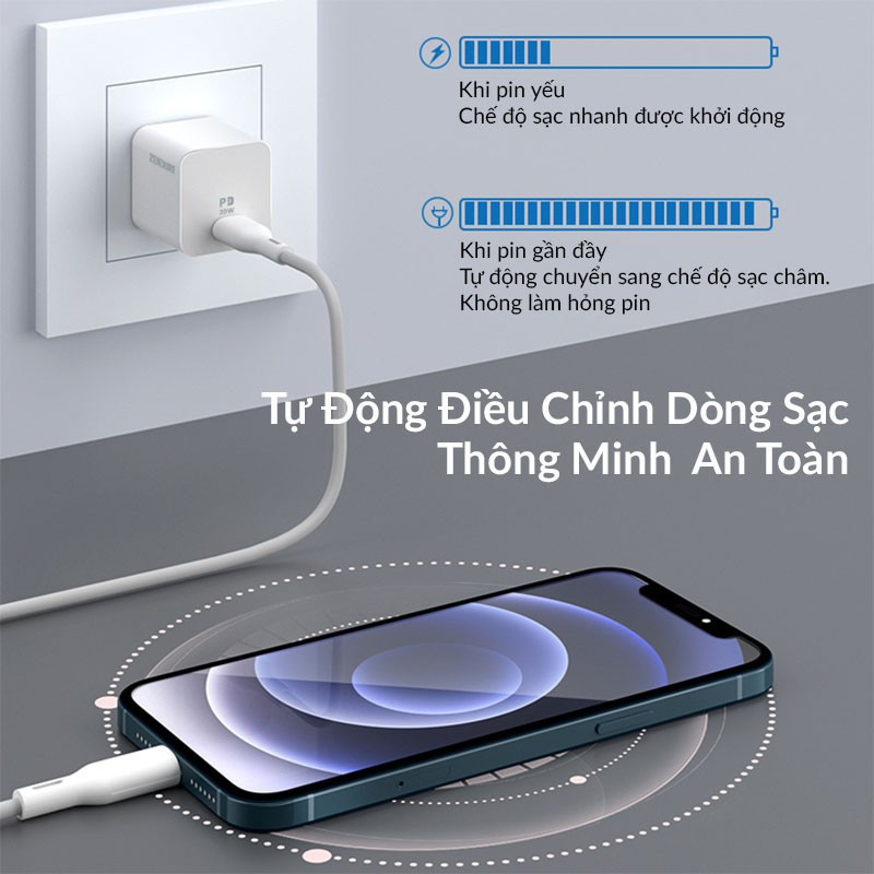 [BH 6 THÁNG] CỦ SẠC NHANH 20W ZENDURE SUPERPORT NANO HỖ TRỢ SẠC NHANH PD 3.0 CHO IPHONE 12 PRO MAX SAMSUNG XIAOMI OPPO