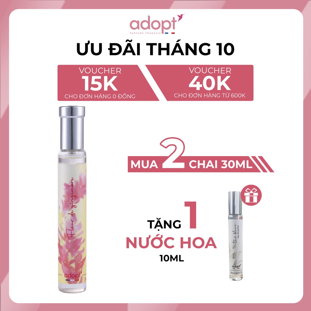 Nước hoa nữ mini chính hãng Pháp Adopt Fleur De Gingembre 10 ml- nước hoa nữ thơm lâu Adopt' Viet Nam_CN Bắc Ninh