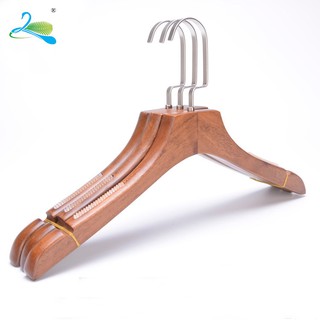 MÓC TREO GỖ NỮ NÂU CỔ BẰNG ĐẦU INOX - MÓC TREO QUẦN ÁO GỖ CHO SHOP