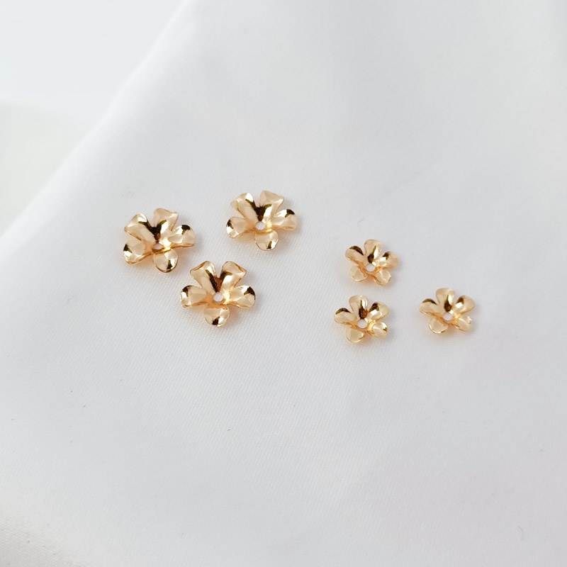 Set 10 Ghim Cài Áo/Kẹp Tóc Hình Bát Hoa Ba Chiều Bằng Đồng 14K Thủ Công DIY