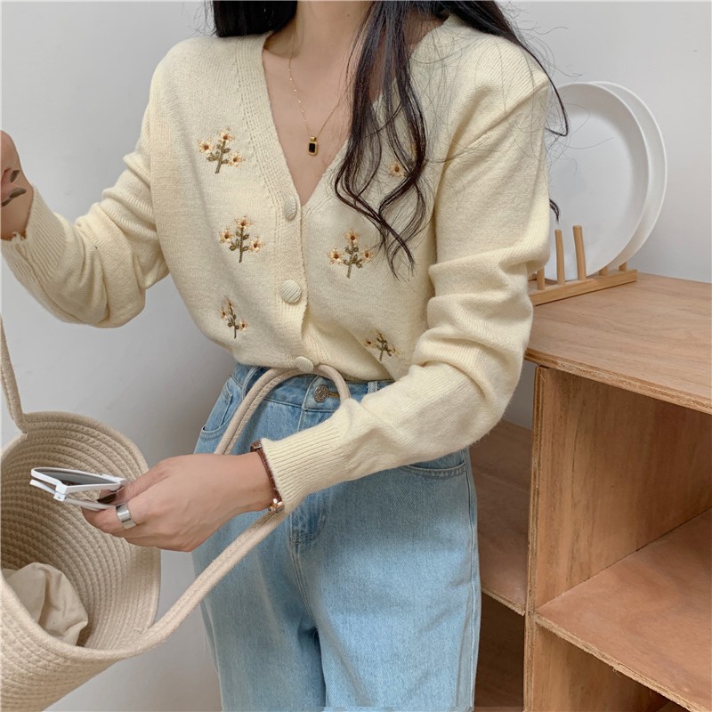 Áo cardigan thêu hoa xinh - Hàng order