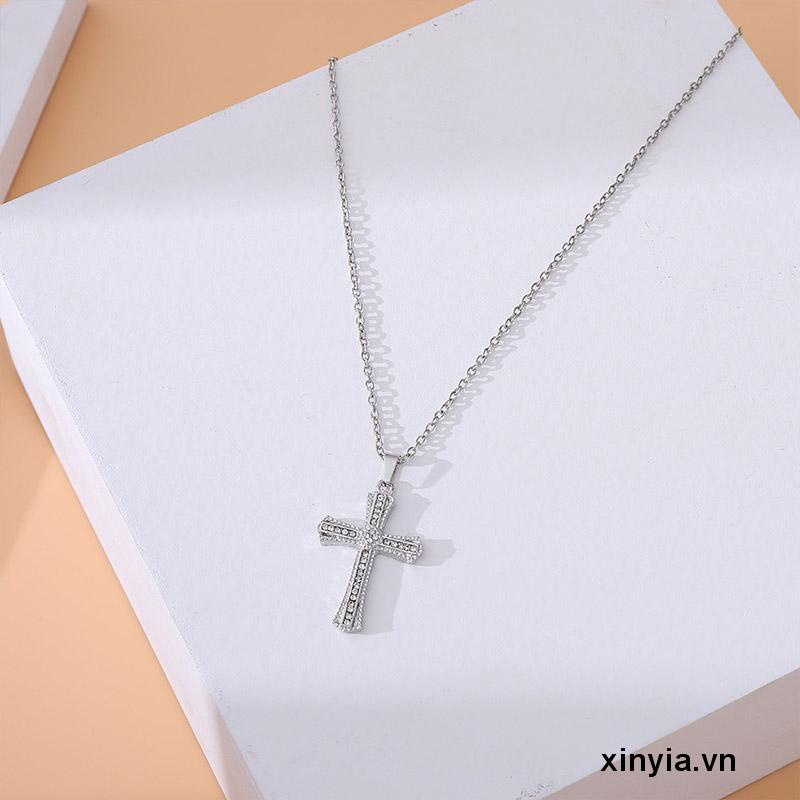 Vòng cổ Mặt Hình Thánh Giá Đính Đá Phong Cách Retro Sang Trọng Cho Nam Nữ