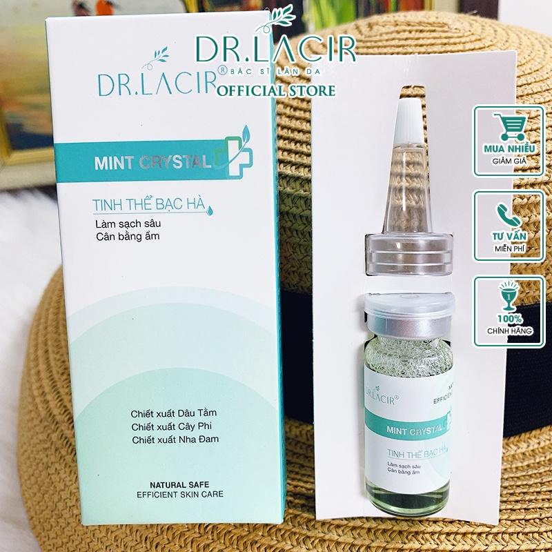 Viên uống trắng da glutathion 600 DR.LACIR hộp 30 viên và toner DR.LACIR 10ml và túí đựng mỹ phẩm 31cm