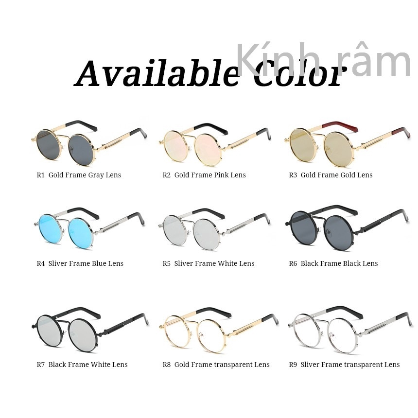 Kính mát hình tròn gọng kim loại chống nắng UV400 cá tính dành cho nam