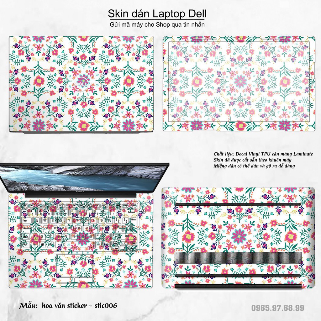 Skin dán Laptop Dell in hình Hoa văn sticker (inbox mã máy cho Shop)