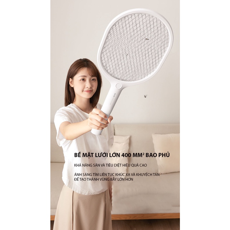 Vợt Muỗi Thông Minh Kiêm Đèn Bắt Muỗi Tự Động Jisulife MS02 - 3 Chức Năng Trong 1 - Điện Áp Cao 2700V - Pin 1800mAh