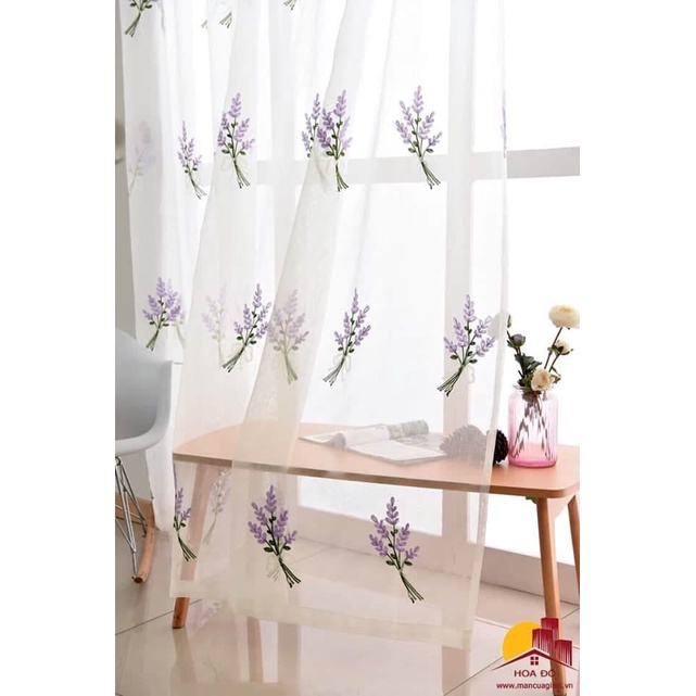 RÈM VOAN THÊU HOA LAVENDER LOẠI 1 - Kèm quà tặng