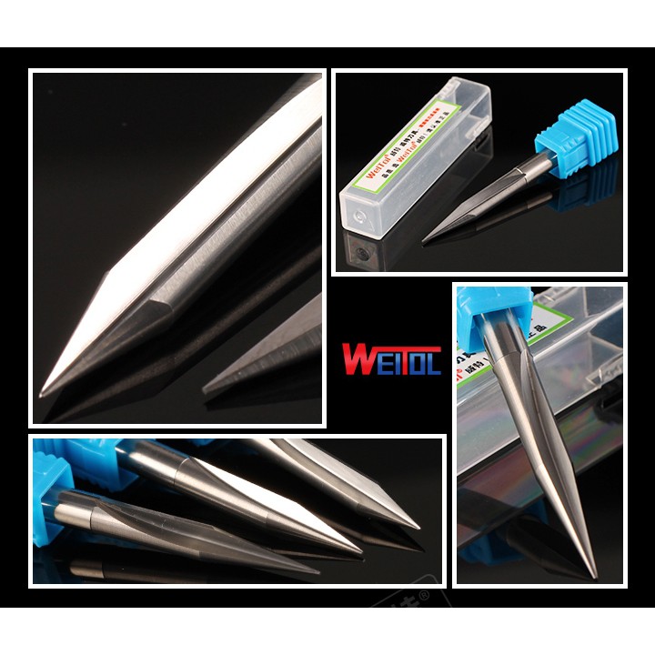 Mũi dao khắc 3D CNC 2 lưỡi, thân 6.00mm, L50,60,70,80,100, hàng nhà máy