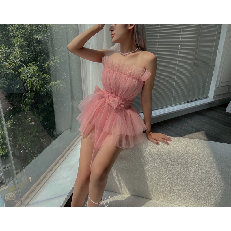 Đầm Xoè Nơ Hồng -  Set Pink Girl